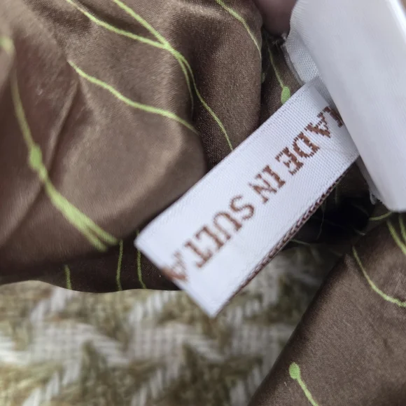 WALTER Green Cream Houndstooth Wool Blend Tweed Cropped Jacket Size 4 - Picture 11 of 12